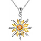 DAOCHONG Sterling Silver Sun Sunburst Pendant Necklace Gift for Women 